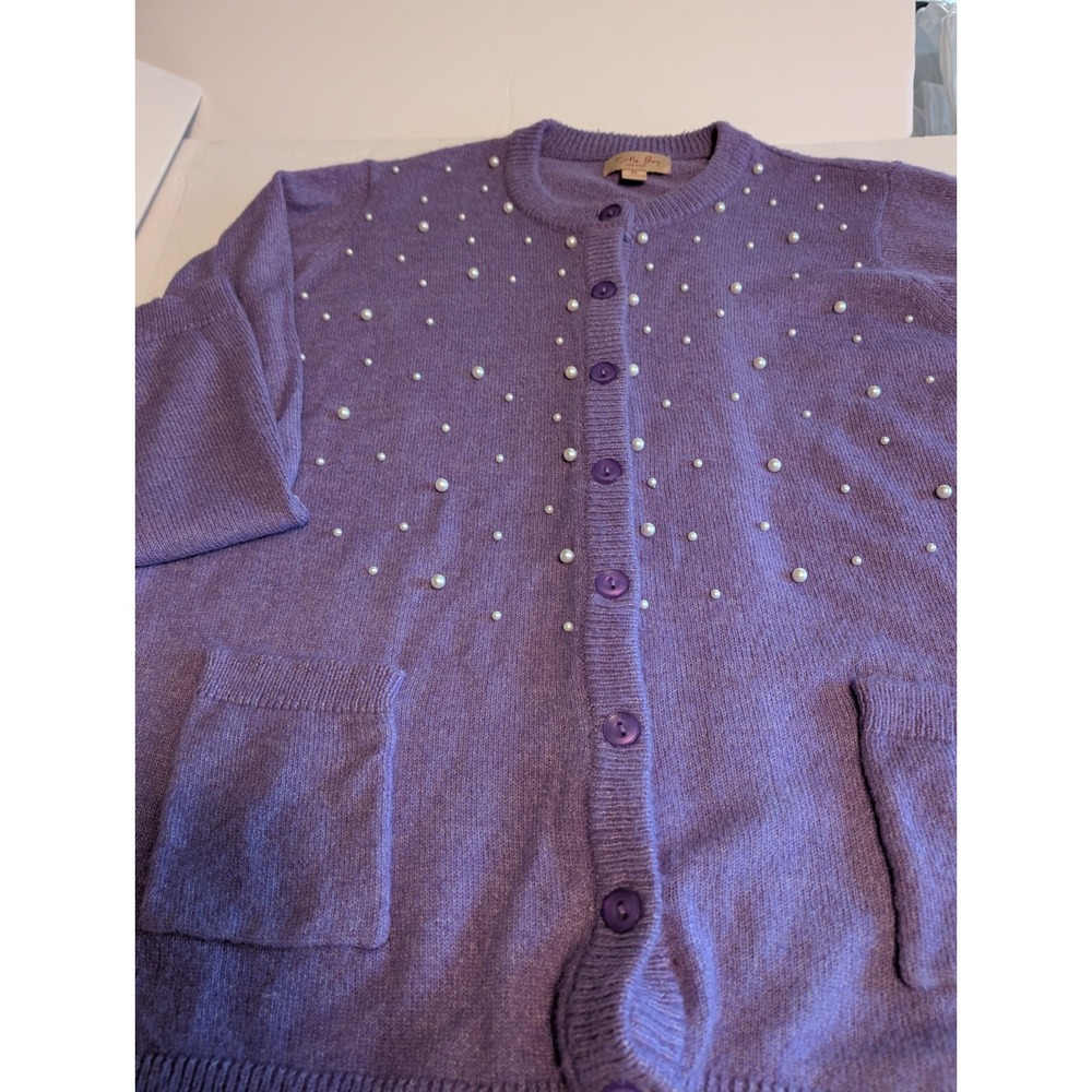 Turtle Bay New York  Women's Purple Sweater with faux pearls